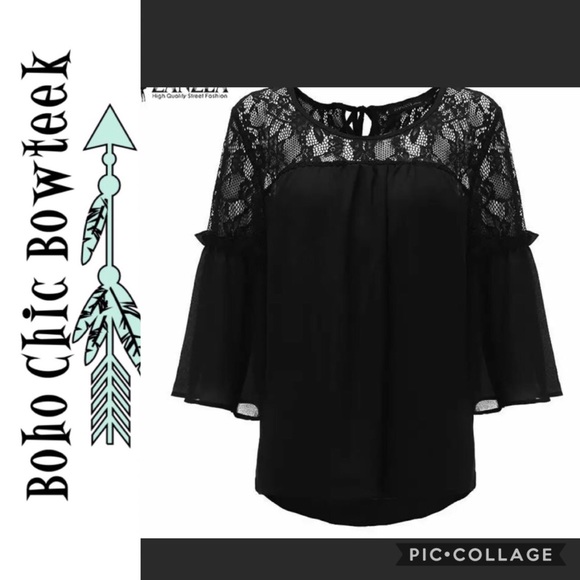 Tops - 🆕 Black Top With Lace Trim